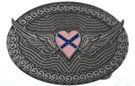 western belt buckle with pink rebel heart on wings