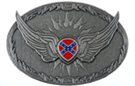 rebel shield with wings pewter western belt buckle