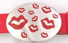 red lipstick mirror chrome belt buckle