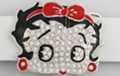 rhinestone flapper girl buckle with black and red enamel