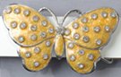 amber enameled butterfly rhinestone belt buckle