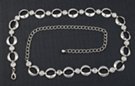 alternating silver ring and clear rhinestone chain belt