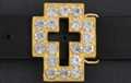 big rhinestone Christian cross outline belt buckle