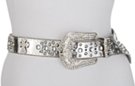 silver rhinestone and cross studded leather belt with rhinestone buckle set