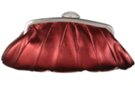 burgundy leatherette fan shape frame-top rhinestone egg clip evening clutch