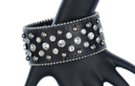 black leather rhinestone and studs bracelet