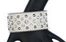 white leather rhinestone and studs bracelet