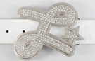 rhinestone script "L" with star belt buckle