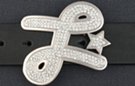 rhinestone script "L" with star belt buckle