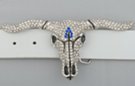 wide rhinestone covered longhorn skull belt bucle