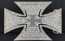 big rhinestone and chrome Maltese cross belt buckle
