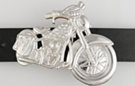 chrome and rhinestone motorcycle belt buckle