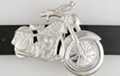 chrome and rhinestone motorcycle belt buckle