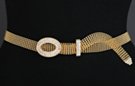 gold mesh chain belt with rhinestone buckle