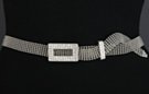 silver mesh chain belt with rhinestone buckle