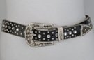 black rhinestone and stud leather belt with 3-piece rhinestone buckle set