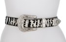zebra rhinestone and stud western leather belt
