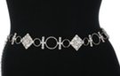 silver chain belt, four-square diamonds and five-stone bars