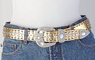 gold rhinestones and studs belt with rhinestone studded western buckle