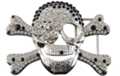 jet and rhinestone Jolly Roger belt buckle