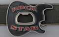 black and red Rock Star guitar-shaped bottle opener belt buckle