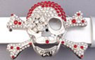 ruby and rhinestone Jolly Roger belt buckle