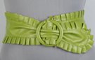 olive ruched edge vinyl fashion cinch belt with ring buckle
