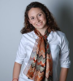 satin and gauze russet zig-zag scarf