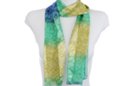 floral print multi-color satin and sheer belt scarf