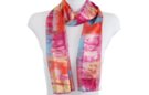 floral print multi-color satin and sheer belt scarf