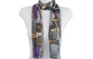 Picasso print grey satin and sheer belt scarf