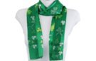 shamrock print green satin and sheer belt scarf