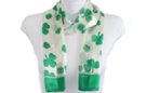 shamrock print on ivory satin and sheer belt scarf