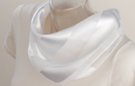 satin and sheer pure white banded square scarf
