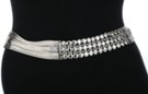 triple rhinestones and buttons silver snake belly mesh chain belt