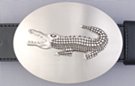 oval brushed chrome crocodile belt buckle