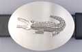 oval brushed chrome crocodile belt buckle