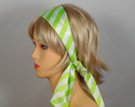 lime green and white headscarf attached to plastic headband