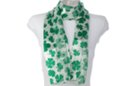 shamrock print on white satin and sheer belt scarf