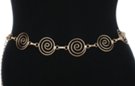 gold-tone chain belt, curlicue spiral links