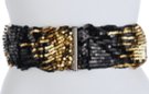 high waist stretch belt with black and gold sequin net