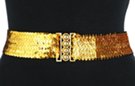 gold sequin stretch belt with multi interlocking buckle