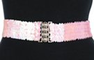 pink sequin stretch belt with multi interlocking buckle