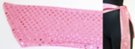 sequin sash belt, pink sequins and foil thread woven into pink cloth and doubled over--so sequins are on both sides. 3 inches wide by 65 inches long.