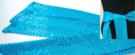 sequin sash belt, blue sequins and foil thread woven into blue cloth and doubled over--so sequins are on both sides. 3 inches wide by 65 inches long.