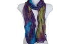 royal purple silk and poly pleated tulle scarf