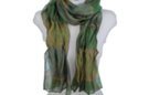multi-green silk and poly pleated tulle scarf
