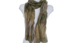 olive green silk and poly pleated tulle scarf