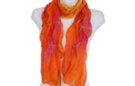 orange and fuchsia silk and poly pleated tulle scarf
