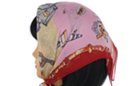 square chiffon silk scarf, rose pink and wine red
